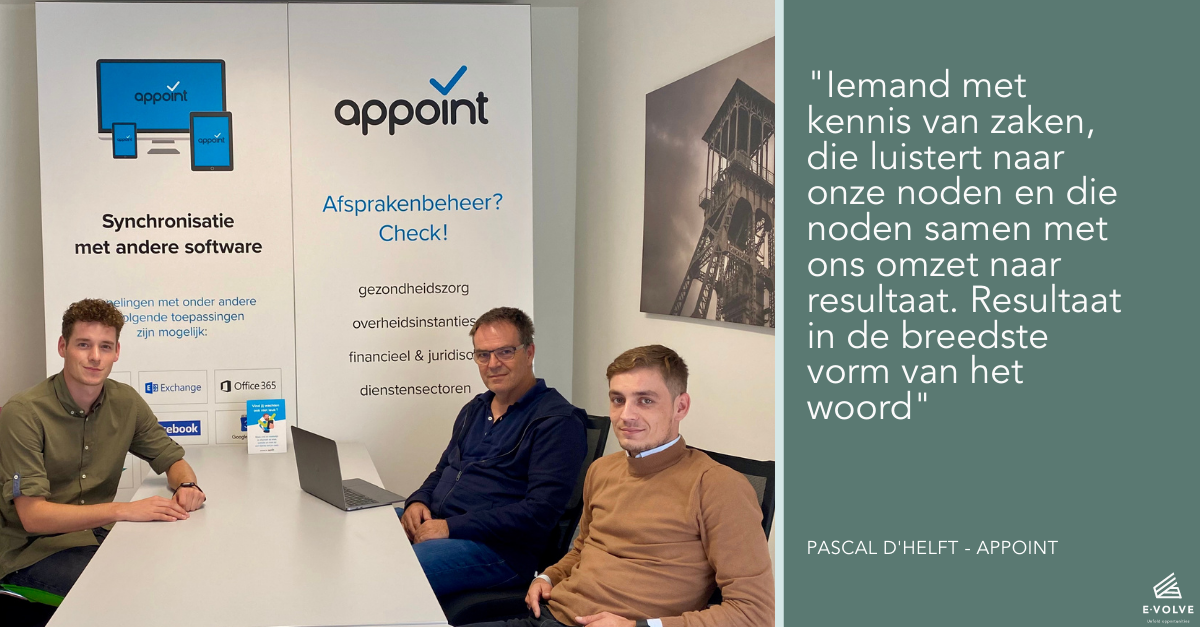 E-Volve, Appoint, Hasselt, Oudsbergen, Kick-off, online agendabeheer, websites, hostings, marketing, communicatie, sales